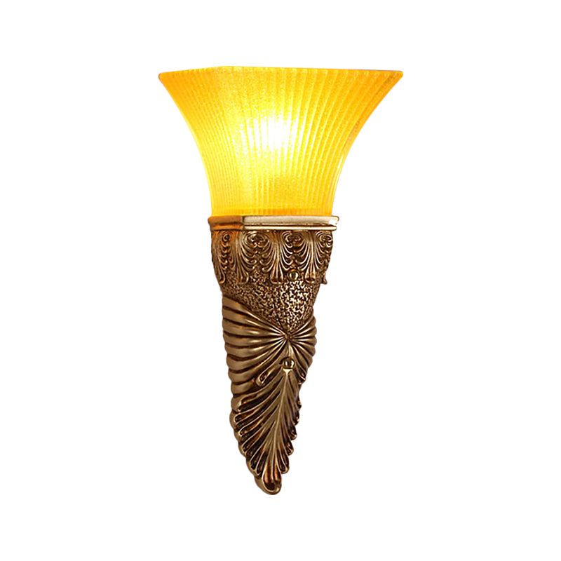 Vivolux | Aflopend Gele Glazen Wandlamp Retro Stijl 1 Kop Leefkamer Wandgemonteerde Lamp met Gouden/Zilver/Wit en Gouden Achterplaat