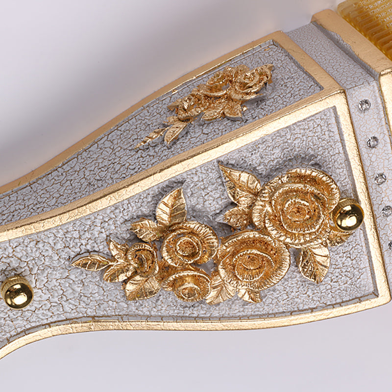 Vivolux | 1 Wandleuchte Modern Stil Ausladender Schirm Gelbes Glas und Harz Wandmontage Licht in Gold/Weiß