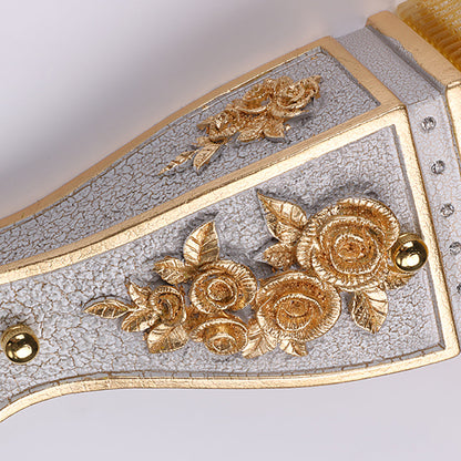 Vivolux | 1 Wandleuchte Modern Stil Ausladender Schirm Gelbes Glas und Harz Wandmontage Licht in Gold/Weiß