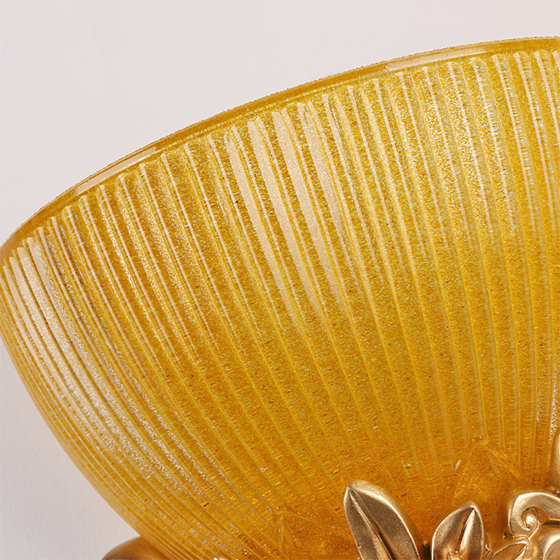 Vivolux | Schüssel Amber Glas Wandmontage Lampe Modernist Stil 10"/13" B 1 Kopf Wohnzimmer Wandleuchte mit goldenem Schwan Design