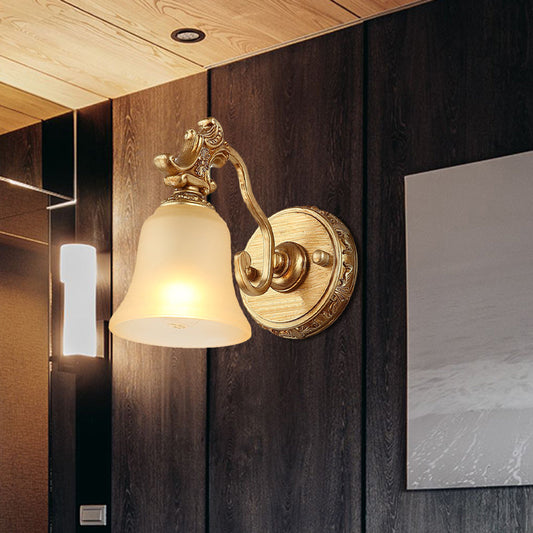 Vivolux | Weiß frosted Glass Bell Wandmontage Lampe Traditionell 1/2/3 Köpfe Bad Vanity Beleuchtung Fixture in Messing