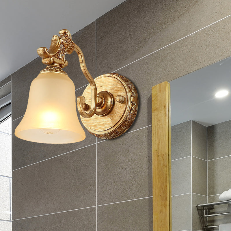 Vivolux | Weiß frosted Glass Bell Wandmontage Lampe Traditionell 1/2/3 Köpfe Bad Vanity Beleuchtung Fixture in Messing