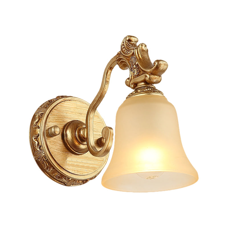 Vivolux | Weiß frosted Glass Bell Wandmontage Lampe Traditionell 1/2/3 Köpfe Bad Vanity Beleuchtung Fixture in Messing