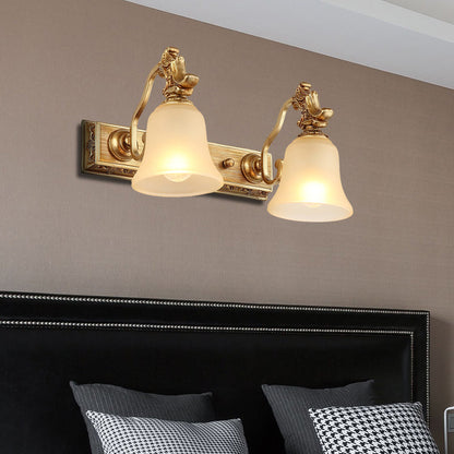 Vivolux | Weiß frosted Glass Bell Wandmontage Lampe Traditionell 1/2/3 Köpfe Bad Vanity Beleuchtung Fixture in Messing