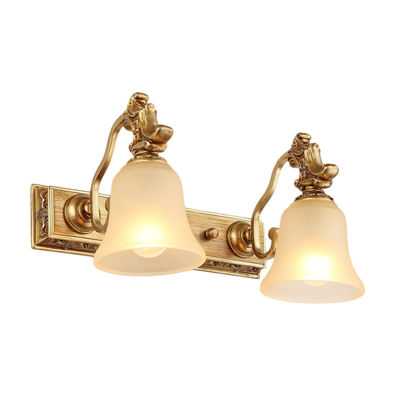 Vivolux | Weiß frosted Glass Bell Wandmontage Lampe Traditionell 1/2/3 Köpfe Bad Vanity Beleuchtung Fixture in Messing