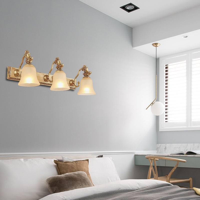 Vivolux | Weiß frosted Glass Bell Wandmontage Lampe Traditionell 1/2/3 Köpfe Bad Vanity Beleuchtung Fixture in Messing