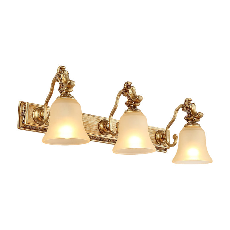 Vivolux | Weiß frosted Glass Bell Wandmontage Lampe Traditionell 1/2/3 Köpfe Bad Vanity Beleuchtung Fixture in Messing