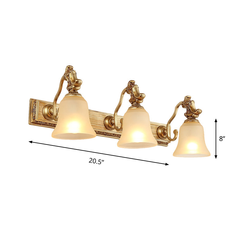 Vivolux | Weiß frosted Glass Bell Wandmontage Lampe Traditionell 1/2/3 Köpfe Bad Vanity Beleuchtung Fixture in Messing