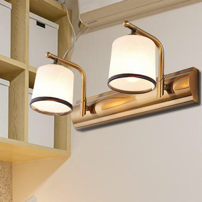 Vivolux | 2/3 Lampen Zylinder Wandmontierte Beleuchtung Vintage Gold-Finish Opal Geblasenes Glas Wandbeleuchtung