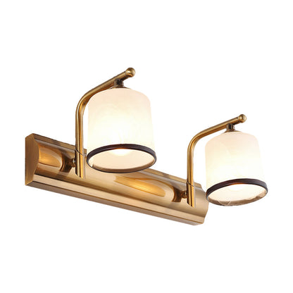 Vivolux | 2/3 Lampen Zylinder Wandmontierte Beleuchtung Vintage Gold-Finish Opal Geblasenes Glas Wandbeleuchtung