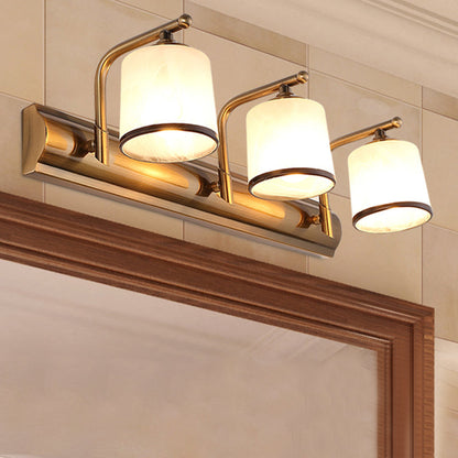 Vivolux | 2/3 Lampen Zylinder Wandmontierte Beleuchtung Vintage Gold-Finish Opal Geblasenes Glas Wandbeleuchtung