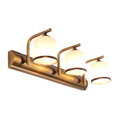 Vivolux | 2/3 Lampen Zylinder Wandmontierte Beleuchtung Vintage Gold-Finish Opal Geblasenes Glas Wandbeleuchtung