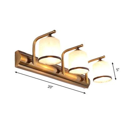 Vivolux | 2/3 Lampen Zylinder Wandmontierte Beleuchtung Vintage Gold-Finish Opal Geblasenes Glas Wandbeleuchtung