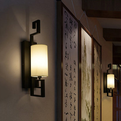 Vivolux | 1 Licht Wandlamp Lichtarmatuur Klassieke Cilinder Metalen Muurbevestiging Verlichting in Zwart/Goud met Stoffen Schaal