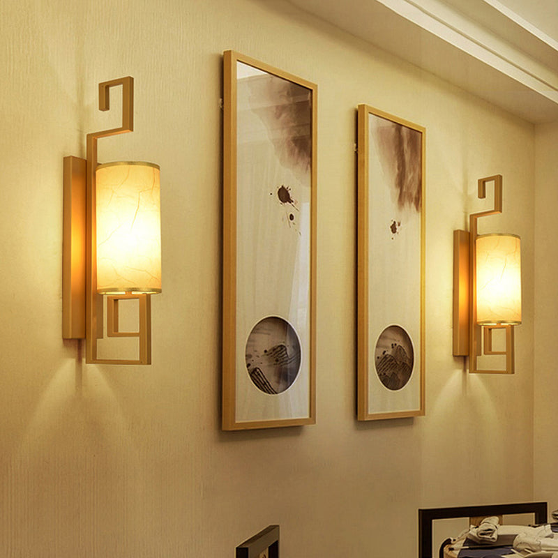 Vivolux | 1 Licht Wandlamp Lichtarmatuur Klassieke Cilinder Metalen Muurbevestiging Verlichting in Zwart/Goud met Stoffen Schaal