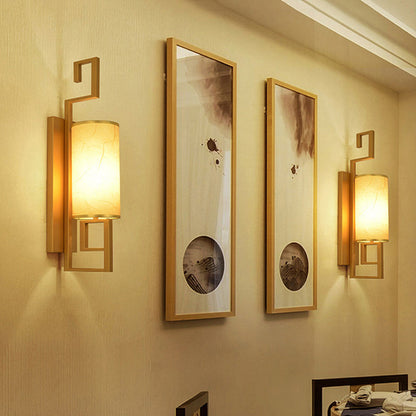 Vivolux | 1 Licht Wandlamp Lichtarmatuur Klassieke Cilinder Metalen Muurbevestiging Verlichting in Zwart/Goud met Stoffen Schaal