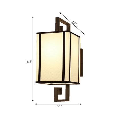 Vivolux | 1 Licht Wohnzimmer Wandlampe Klassische Weiße Wandleuchte mit rechteckigem Stoffschirm