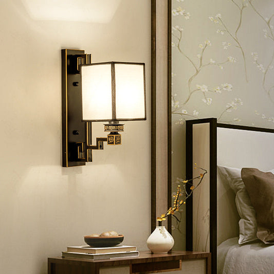 Vivolux | 1 Licht Stoff Wandverlichting Idee Traditionele Stijl Witte Rechthoekige Woonkamer Wandlamp