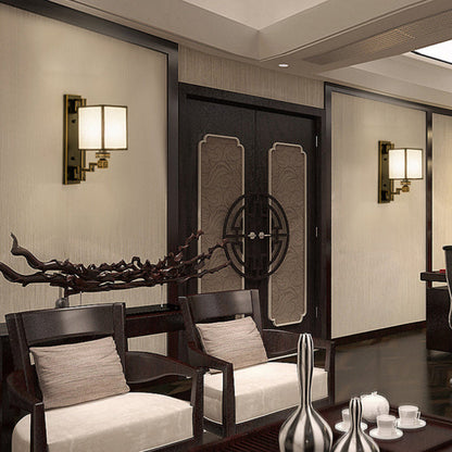 Vivolux | 1 Licht Stoff Wandverlichting Idee Traditionele Stijl Witte Rechthoekige Woonkamer Wandlamp