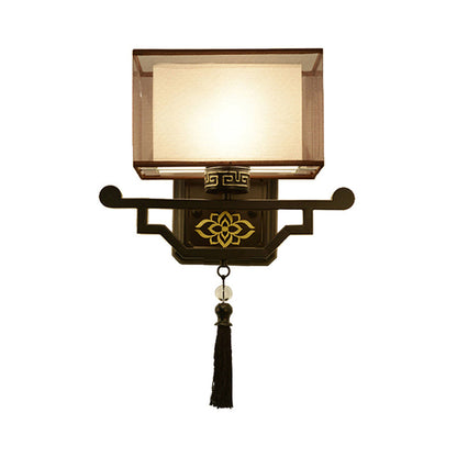Vivolux | Schwarz 1 Licht Wandmontage Licht Traditionell Stoff Rechteck Wandlampe mit Metall Rückplatte