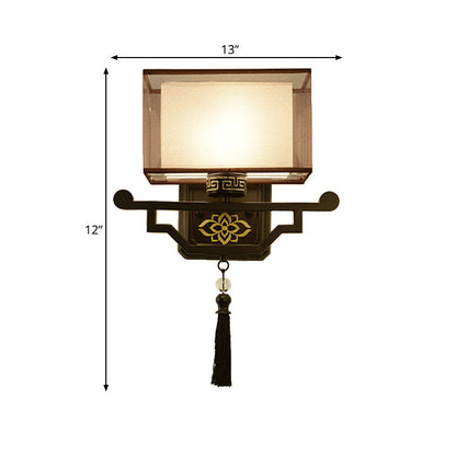Vivolux | Schwarz 1 Licht Wandmontage Licht Traditionell Stoff Rechteck Wandlampe mit Metall Rückplatte
