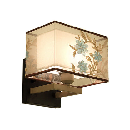 Vivolux | Weiß Rechteck Wandlampe Klassisch Metall 1 Licht Nachttisch Wandleuchte mit Blumenmuster