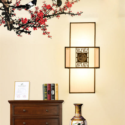 Vivolux | Stof Rechthoekige Wandlamp Klassiek 1 Licht Bedside Sconces Lichtarmatuur in Wit met Metalen Frame