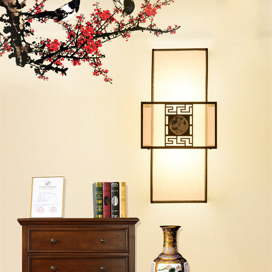 Vivolux | Stof Rechthoekige Wandlamp Klassiek 1 Licht Bedside Sconces Lichtarmatuur in Wit met Metalen Frame