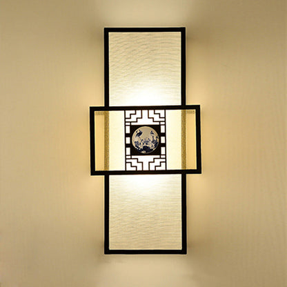 Vivolux | Stof Rechthoekige Wandlamp Klassiek 1 Licht Bedside Sconces Lichtarmatuur in Wit met Metalen Frame