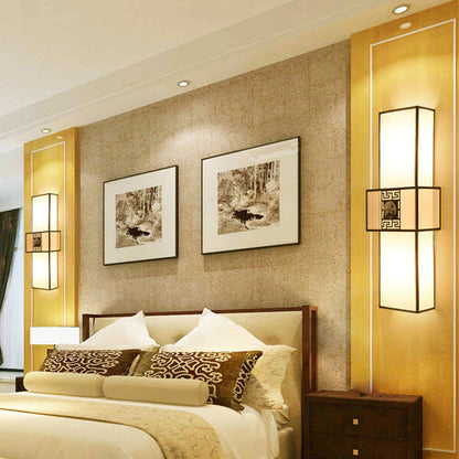Vivolux | Stof Rechthoekige Wandlamp Klassiek 1 Licht Bedside Sconces Lichtarmatuur in Wit met Metalen Frame