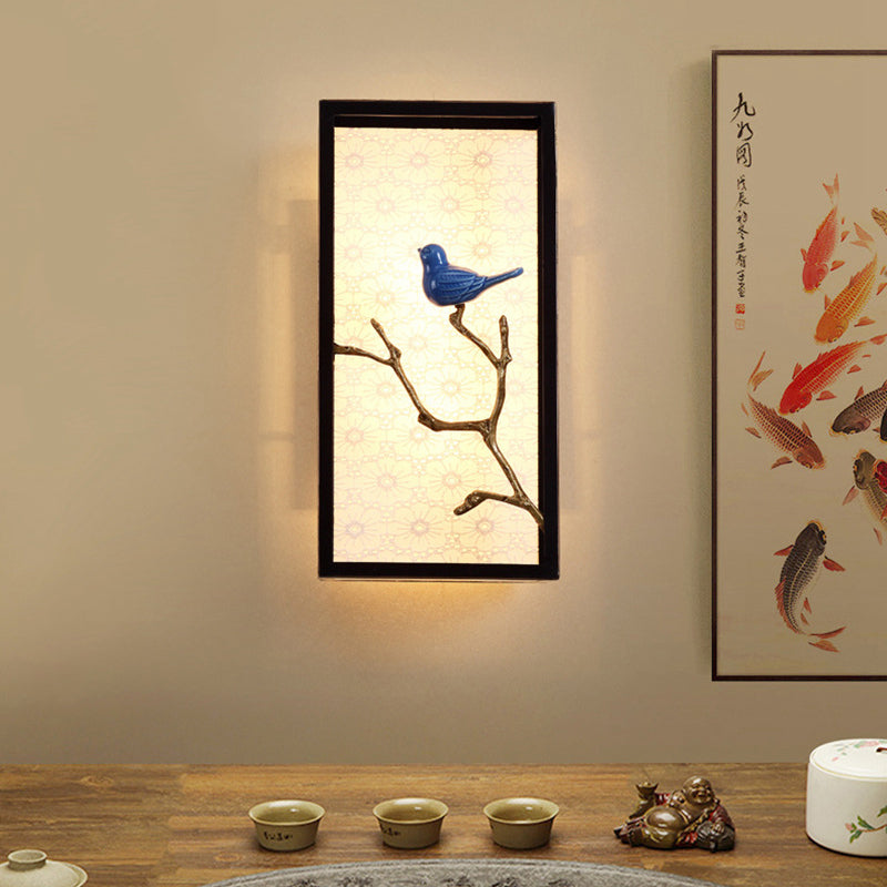 Vivolux | 16"/31.5" H Stoff Rechteck Wandmontierte Licht Klassisch 1 Licht Wohnzimmer Wandleuchte in Schwarz