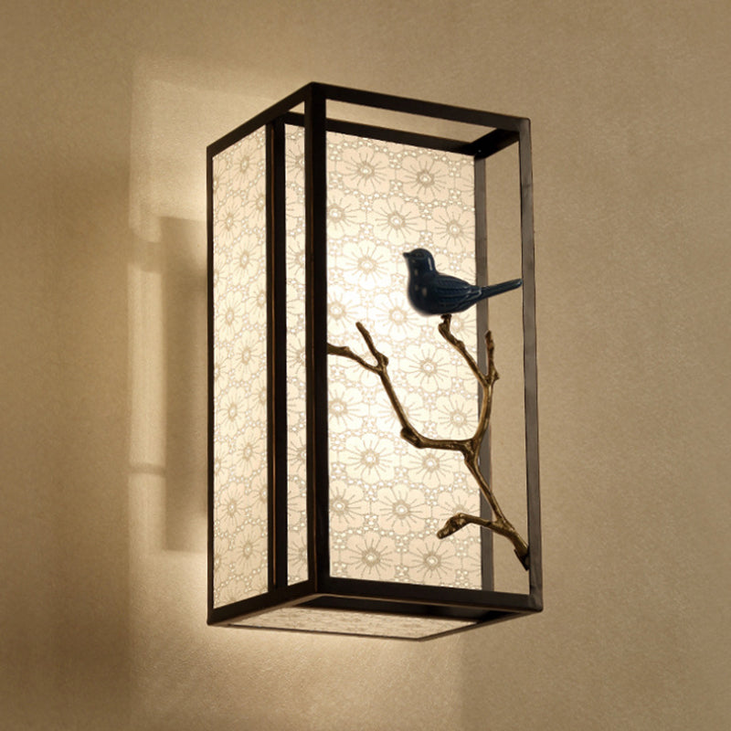 Vivolux | 16"/31.5" H Stoff Rechteck Wandmontierte Licht Klassisch 1 Licht Wohnzimmer Wandleuchte in Schwarz