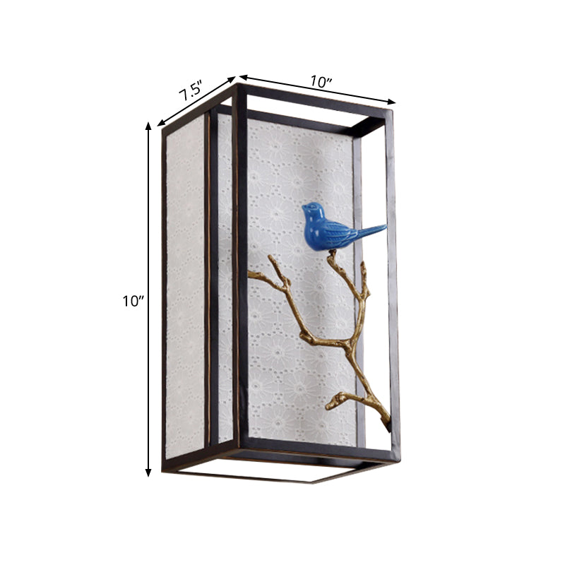 Vivolux | 16"/31.5" H Stoff Rechteck Wandmontierte Licht Klassisch 1 Licht Wohnzimmer Wandleuchte in Schwarz