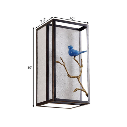 Vivolux | 16"/31.5" H Stoff Rechteck Wandmontierte Licht Klassisch 1 Licht Wohnzimmer Wandleuchte in Schwarz