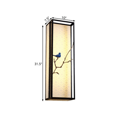 Vivolux | 16"/31.5" H Stoff Rechteck Wandmontierte Licht Klassisch 1 Licht Wohnzimmer Wandleuchte in Schwarz