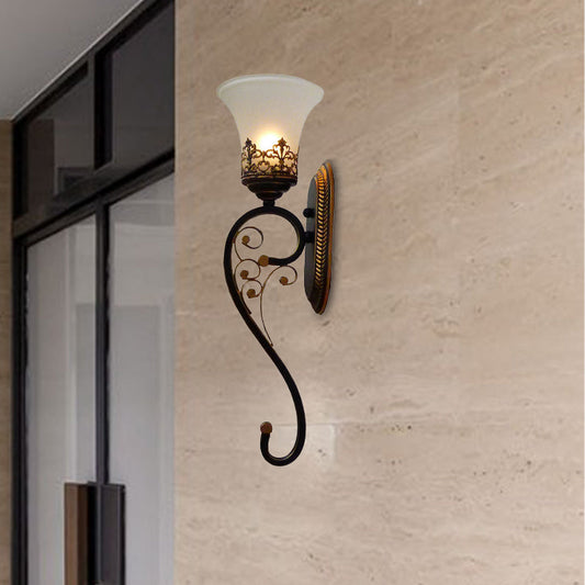 Vivolux | Zwarte en Gouden 1 Hoofd Wandmontage Lamp Plattelandsmetaal Gebogen Arm Wandlamp Verlichtingsarmatuur