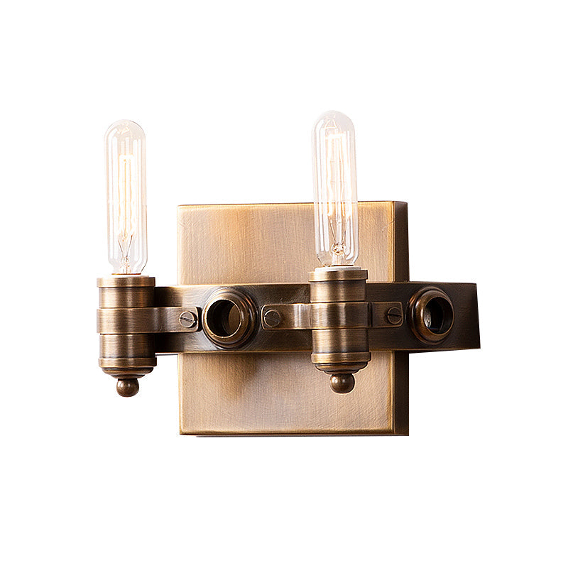 Vivolux | 1/2 Köpfe Bare Bulb Wandleuchte Vintage Bronze Metall Wandmontage Lampenarmatur mit rechteckiger Rückplatte