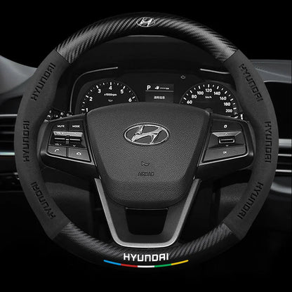 Anti-Rutsch 3D Prägung Kohlefaser Leder Auto Lenkradbezug Universelle Passform