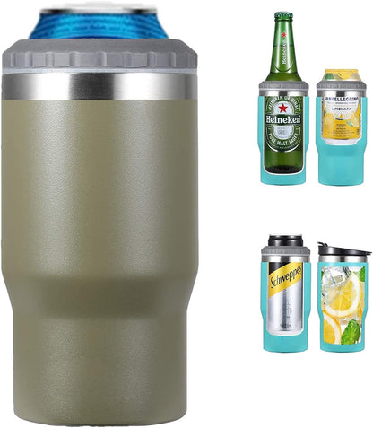 Vivolux | 4 in 1 Edelstahl Dose-/Flaschenisolator, 14Oz Zwei-Wege-Deckel SUS Isolierte Dose Kühler, Bierflaschenhalter (Schwarz)