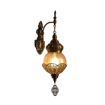 Vivolux | Globe/Ovaal Crackle Glas Wandlamp Vintage 1 Licht Eetkamer Wandlamp Armatuur in Brons
