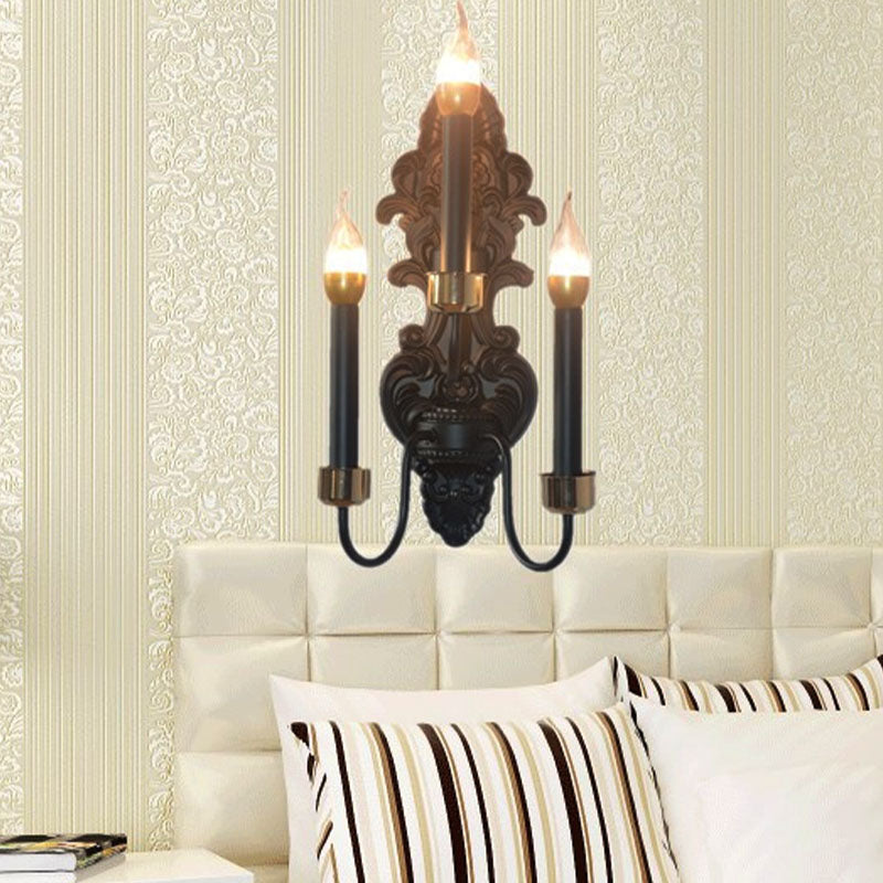Vivolux | 3 Lampen Metalen Muurmontage Verlichting Landelijk Zwart Kaars Woonkamer Plafond Wandlamp
