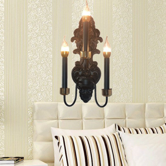 Vivolux | 3 Lampen Metalen Muurmontage Verlichting Landelijk Zwart Kaars Woonkamer Plafond Wandlamp