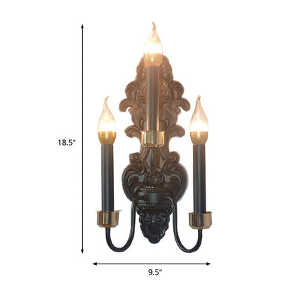 Vivolux | 3 Lampen Metalen Muurmontage Verlichting Landelijk Zwart Kaars Woonkamer Plafond Wandlamp