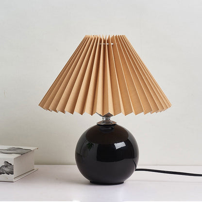 Vivolux | Nordische minimalistische 1-flammige Tischlampe aus Keramik mit Plissee