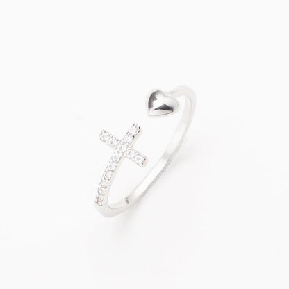 Love S925 Sterling Silber Kreuz Ring