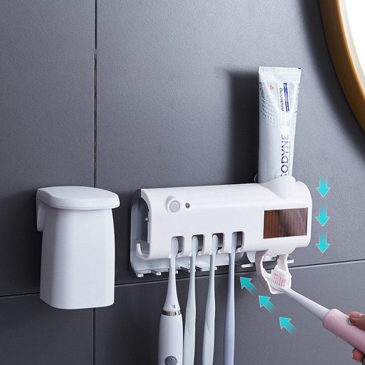 Vivolux | Smart UV-Licht Sterilisator Zahnbürstenhalter, Wandmontage Zahnpastaspender