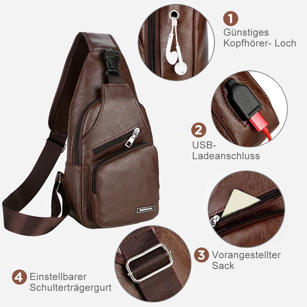 Vivolux | Schultertasche Crossbodytasche für Herren mit USB-Ladeanschluss