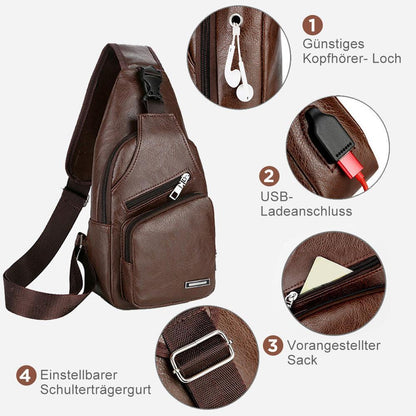 Vivolux | Schultertasche Crossbodytasche für Herren mit USB-Ladeanschluss