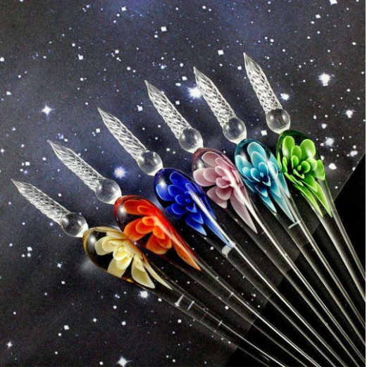 Glas Kalligrafie-Stift Set mit Tinte und Stiftablage