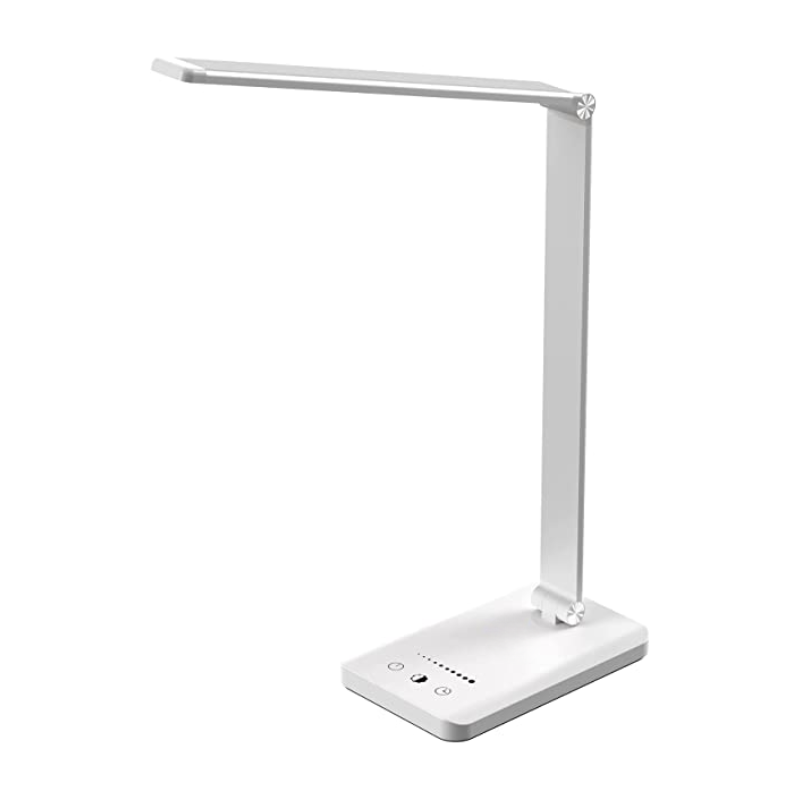 Vivolux | LED-Schreibtischlampe mit USB-Ladeanschluss, dimmbare augenfreundliche Leselampe für zu Hause, mit 5 Helligkeitsstufen & 3 Lichtmodi, Touch-Steuerung, Auto-Timer (Schwarz)